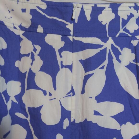 Brooks Brothers”346” Lined Cotton Blue & White Knee Length Floral Skirt Size 16 - Picture 4 of 9